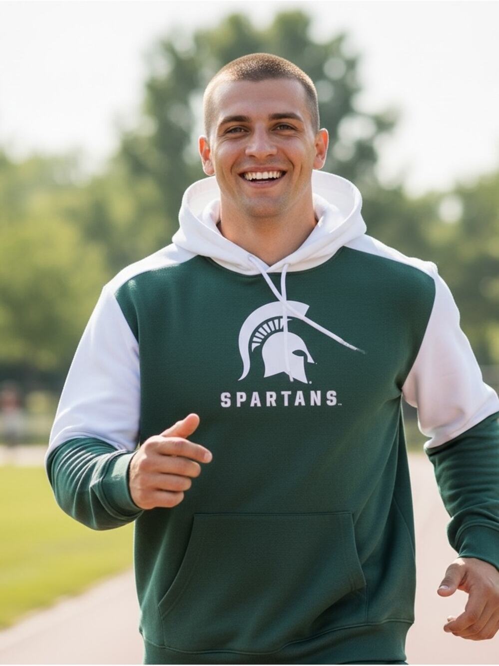 MICHIGAN STATE SPARTANS Men’s XXL Green White Hoodie Sweatshirt